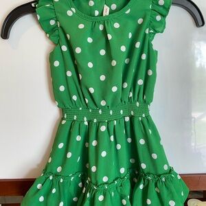 Janie and Jack Green Polka Dot Chiffon Dress | 3T